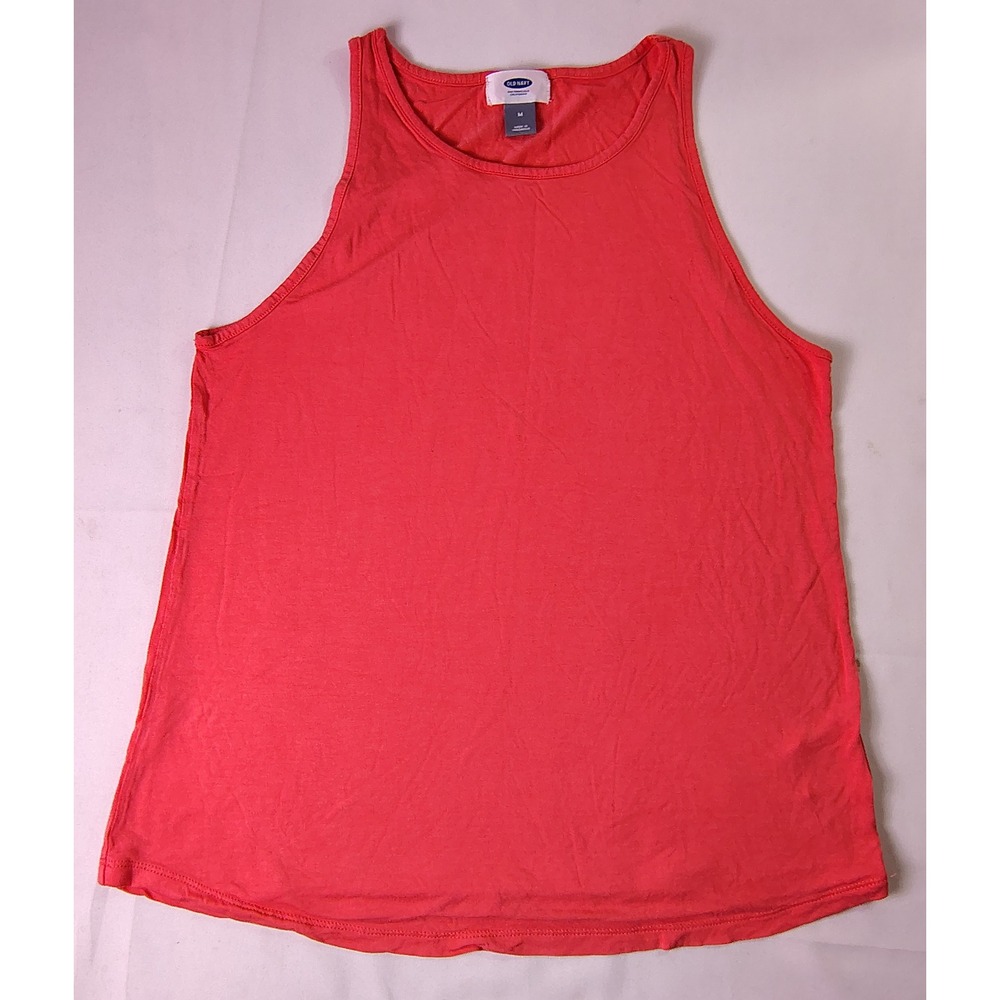 Old Navy Womens Medium Pink Coral High Neck Rayon Tank Top Sleeveless Shirt M